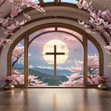 Easter Backdrop Cross Blossom Framed Window Backdrop BRP11-322