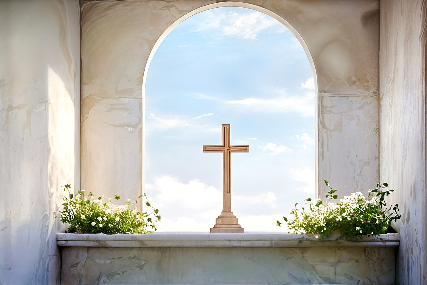 Easter Photo Backdrop Marble Arch Cross Sky Backdrop BRP11-323