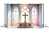 Easter Photo Backdrop Church Altar Glass Cross Backdrop BRP11-326