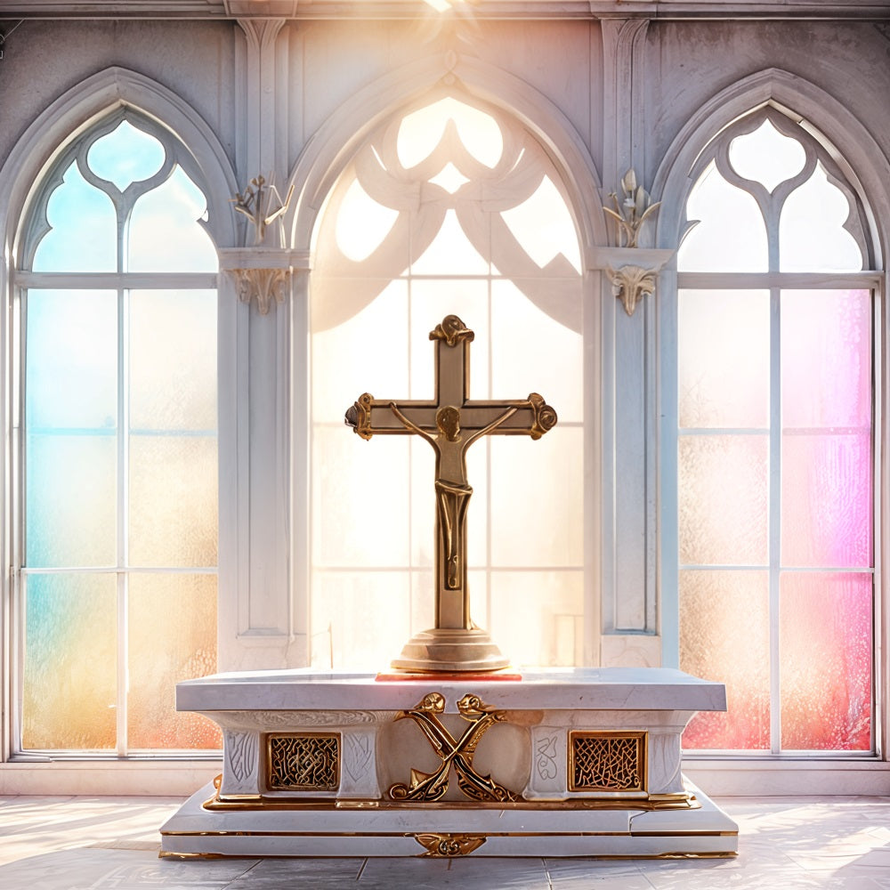 Easter Photo Backdrop Church Altar Glass Cross Backdrop BRP11-326