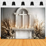 Backdrop Easter Altar Cross Candles Florals Backdrop BRP11-329