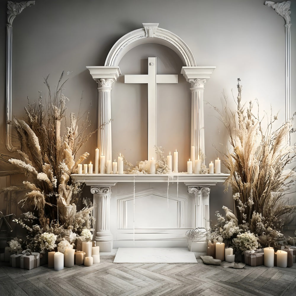 Backdrop Easter Altar Cross Candles Florals Backdrop BRP11-329