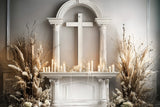 Backdrop Easter Altar Cross Candles Florals Backdrop BRP11-329