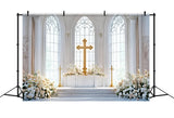 Easter Church Photo Backdrop Cross Altar Floral Backdrop BRP11-330