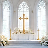 Easter Church Photo Backdrop Cross Altar Floral Backdrop BRP11-330