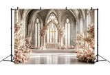 Photo Backdrops For Easter Cathedral Cross Florals Backdrop BRP11-331