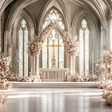 Photo Backdrops For Easter Cathedral Cross Florals Backdrop BRP11-331