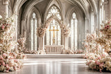 Photo Backdrops For Easter Cathedral Cross Florals Backdrop BRP11-331