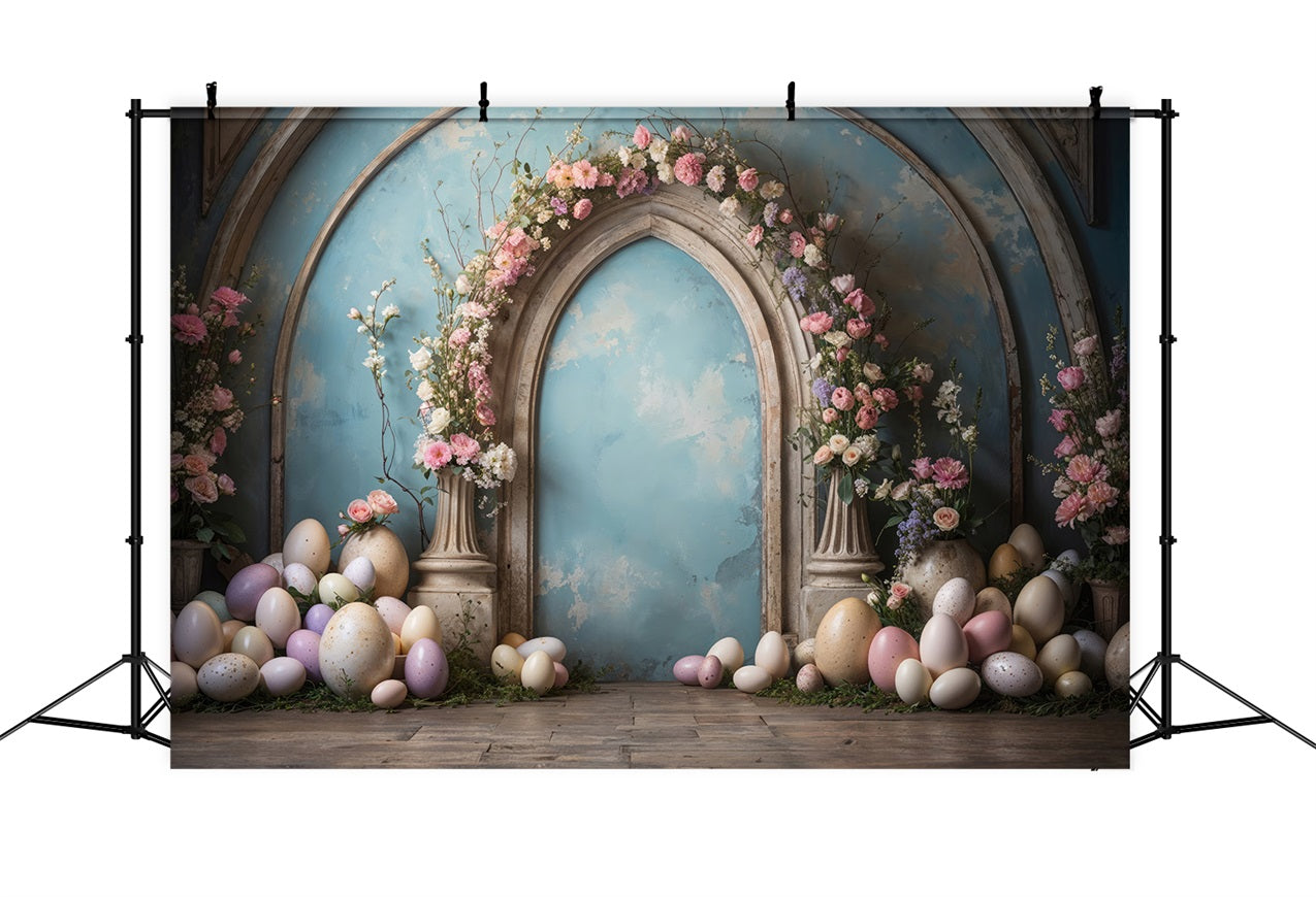 Easter Photoshoot Backdrop Egg Arch Blooming Floral Backdrop BRP11-333