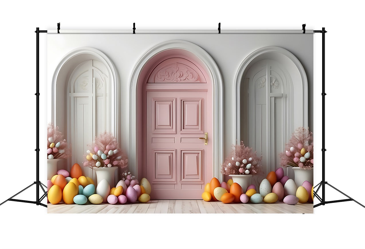 Easter Photo Booth Backdrop Door Surrounded Eggs Backdrop BRP11-334