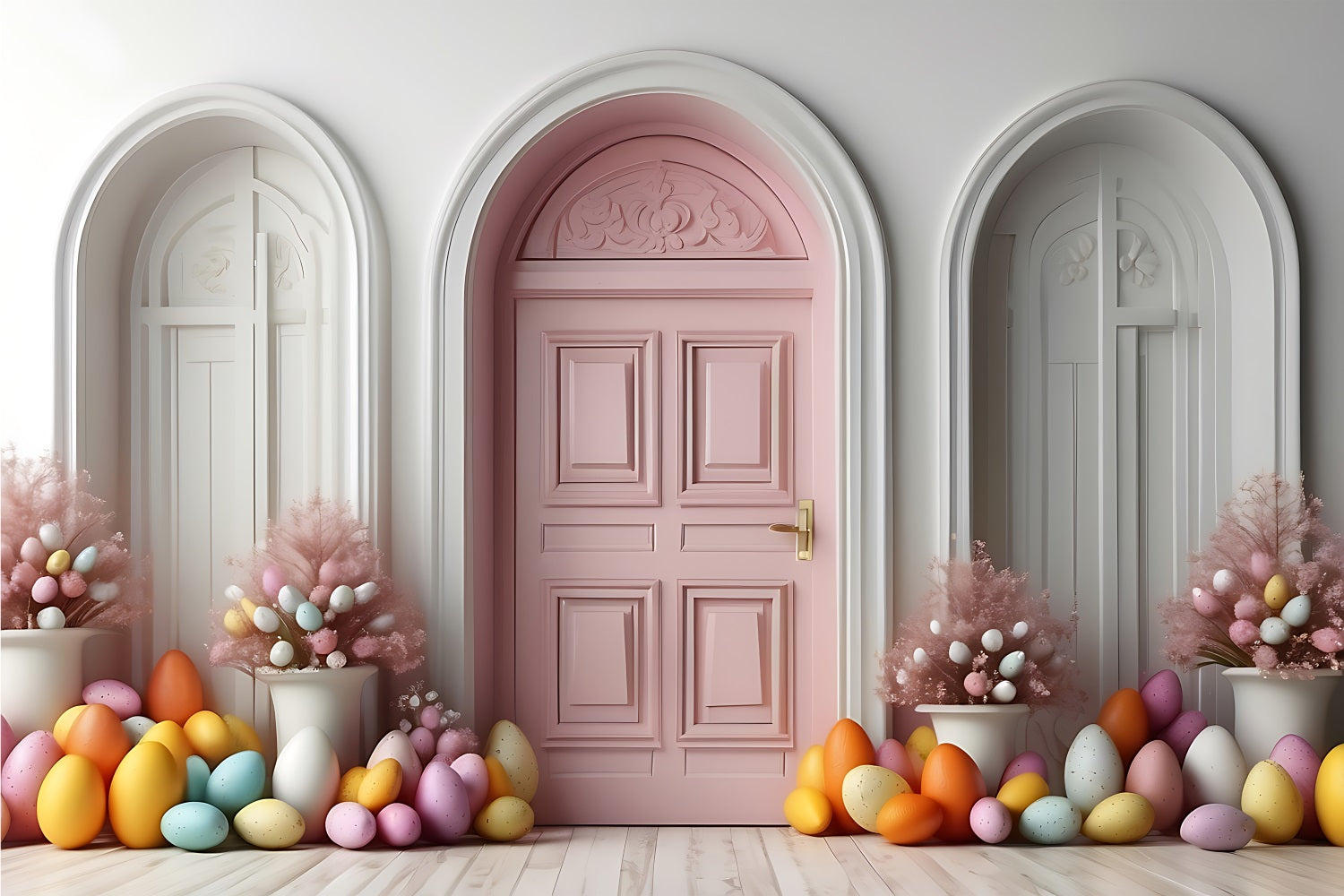 Easter Photo Booth Backdrop Door Surrounded Eggs Backdrop BRP11-334