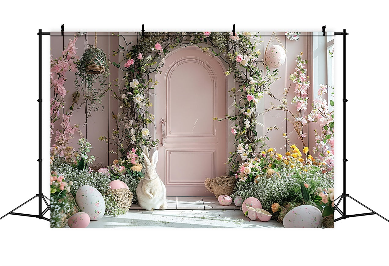 Easter Bunny Photo Backdrop Door Floral Arch Backdrop BRP11-339