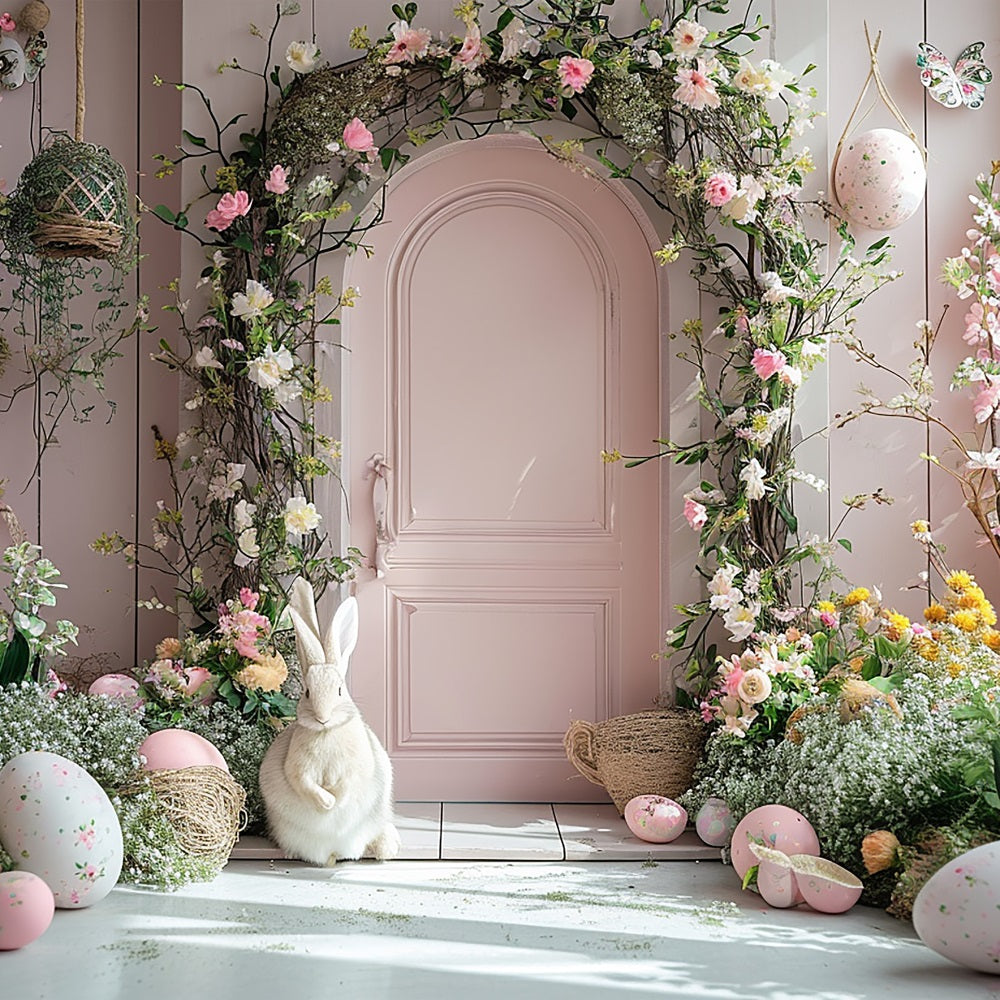 Easter Bunny Photo Backdrop Door Floral Arch Backdrop BRP11-339