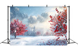 Backdrop Winter Wonderland Radiant Red Trees Snow Backdrop BRP11-34