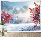 Backdrop Winter Wonderland Radiant Red Trees Snow Backdrop BRP11-34