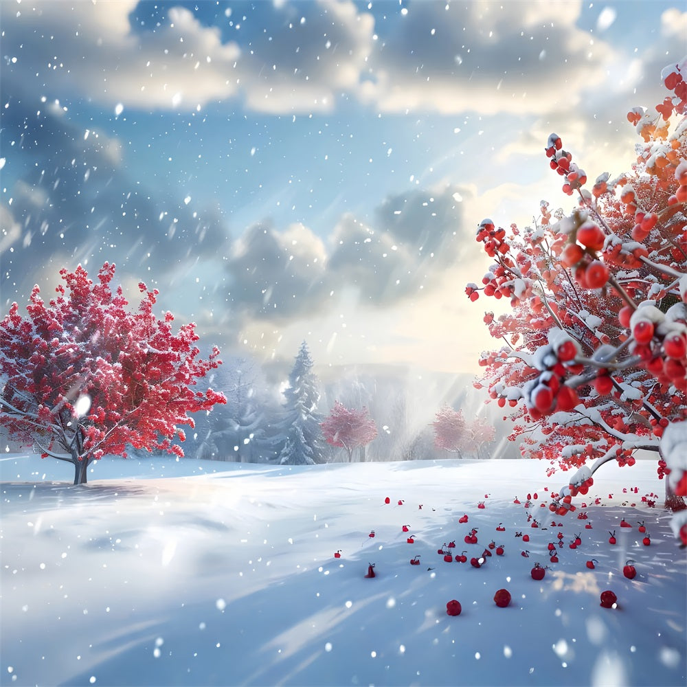 Backdrop Winter Wonderland Radiant Red Trees Snow Backdrop BRP11-34