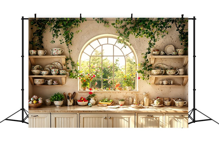 Easter Picture Backdrop Kitchen Window Floral Backdrop BRP11-343