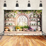 Easter Themed Backdrop Kitchen Shelves Floral Backdrop BRP11-344