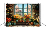 Easter Backdrop Images Egg Bloom Window Backdrop BRP11-347