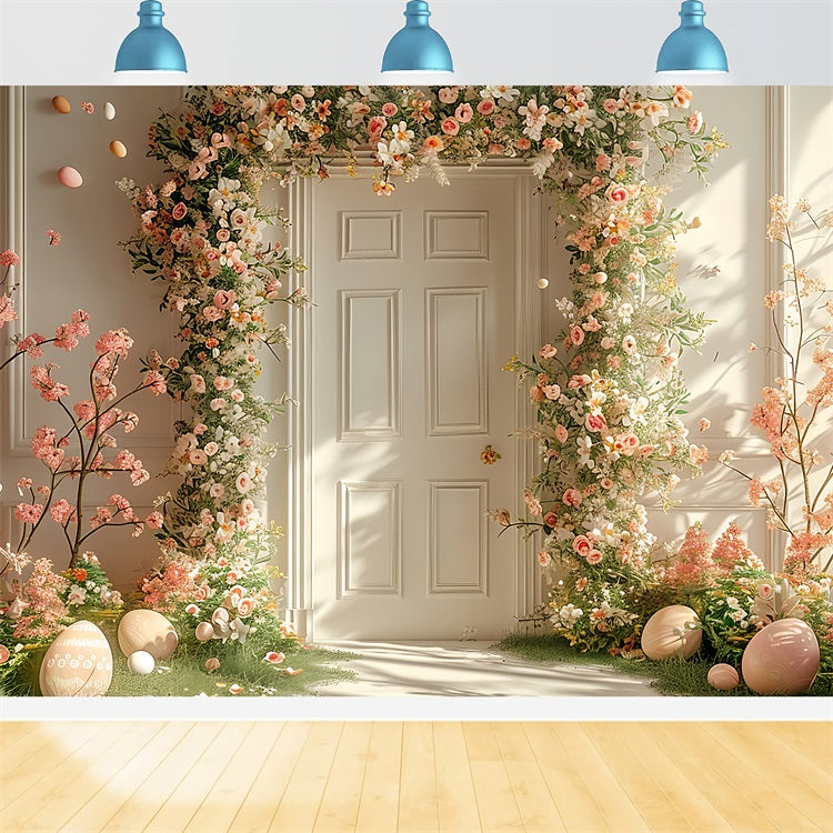 Happy Easter Backdrops Egg Blooming Flower Arch Backdrop BRP11-349