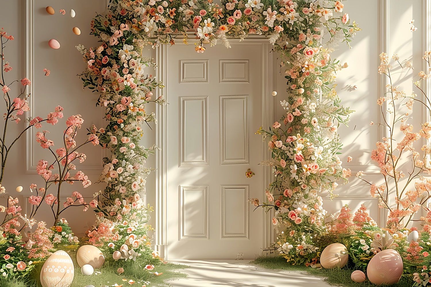 Happy Easter Backdrops Egg Blooming Flower Arch Backdrop BRP11-349