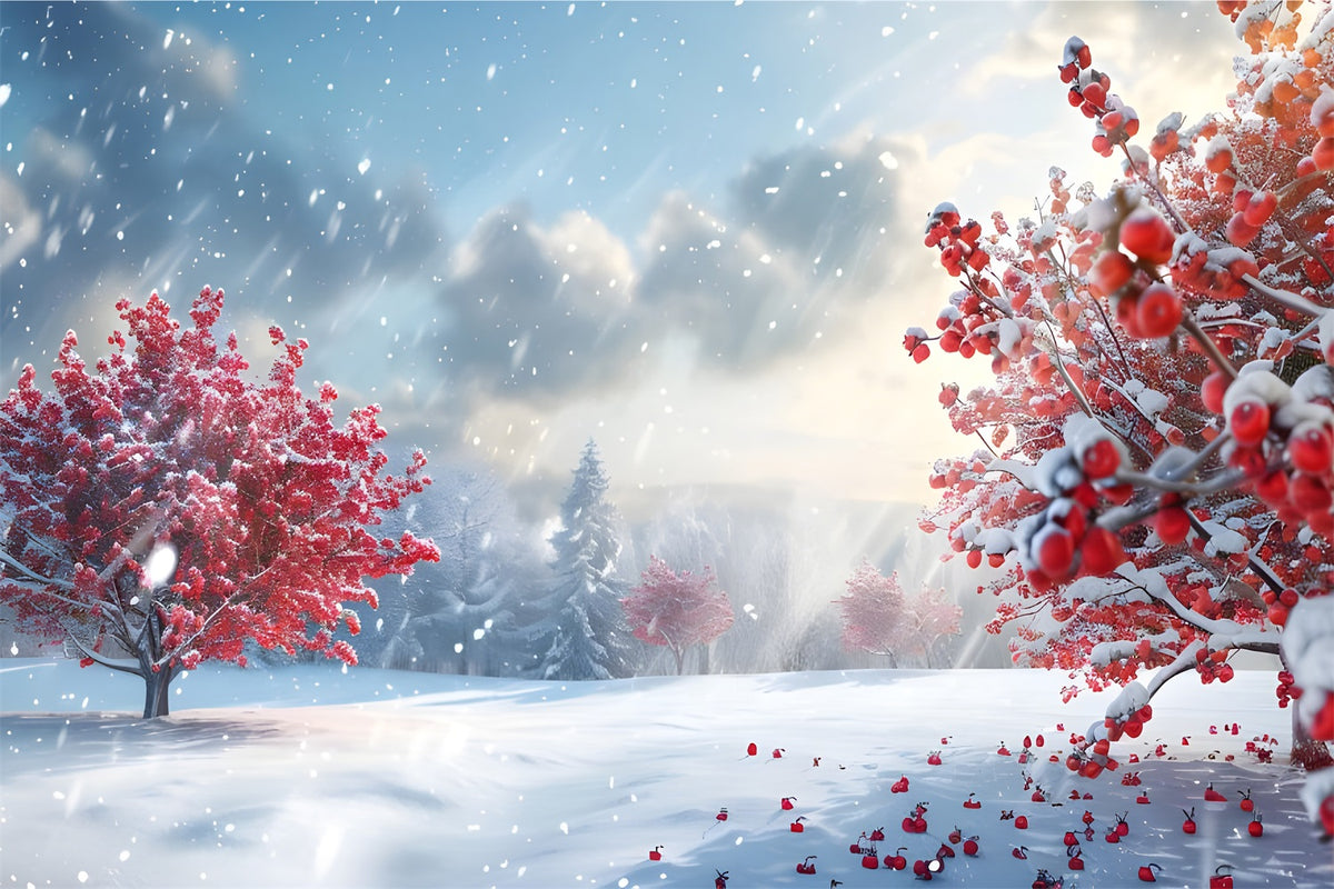 Backdrop Winter Wonderland Radiant Red Trees Snow Backdrop BRP11-34