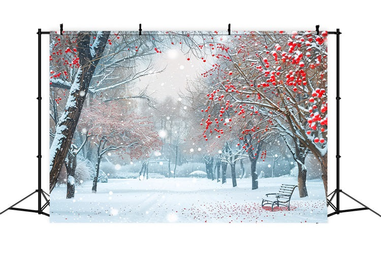 Winter Backdrop Scenes Picturesque Snowy Park Berries Backdrop BRP11-35