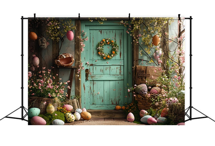 Photo Backdrop Easter Green Door Egg Decor Backdrop BRP11-350