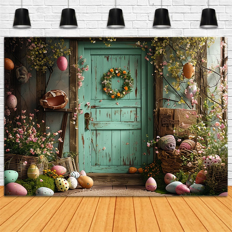 Photo Backdrop Easter Green Door Egg Decor Backdrop BRP11-350