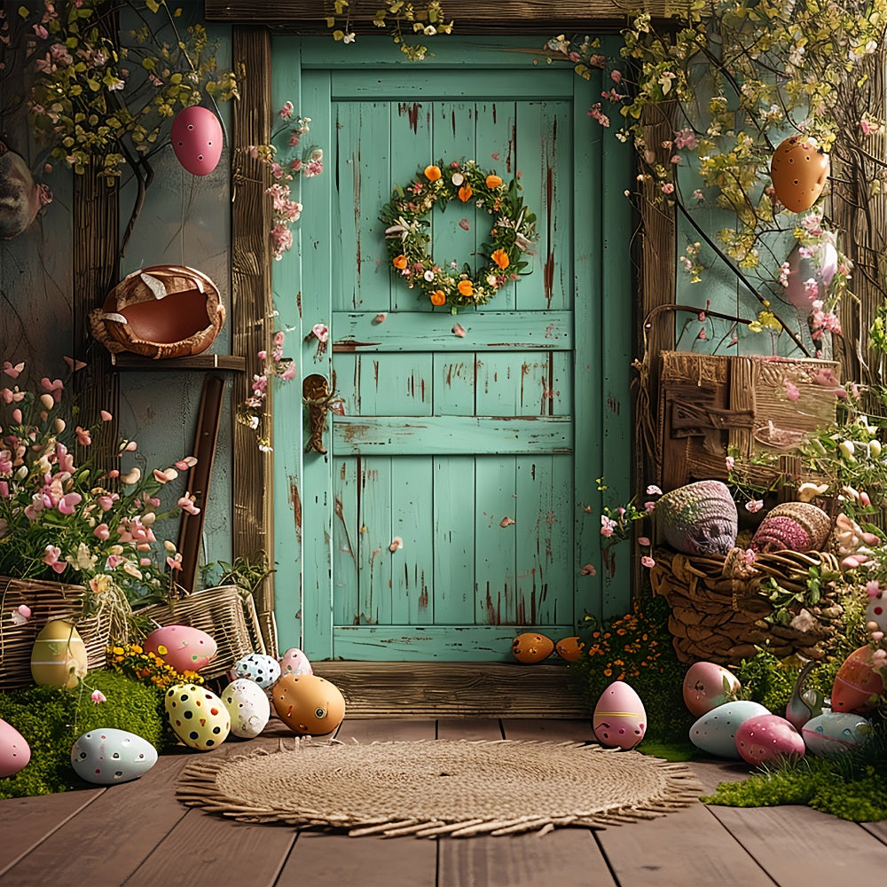 Photo Backdrop Easter Green Door Egg Decor Backdrop BRP11-350