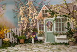 Backdrops For Easter Cottage Garden Blooming Trees Backdrop BRP11-354