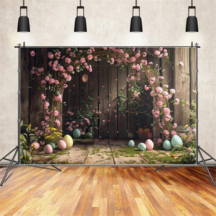 Easter Photo Backdrops Floral Egg Wooden Archway Backdrop BRP11-356