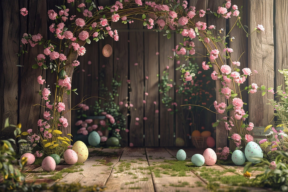 Easter Photo Backdrops Floral Egg Wooden Archway Backdrop BRP11-356