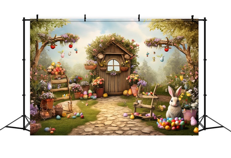 Happy Easter Backdrops Bunny Garden Path Eggs Backdrop BRP11-360