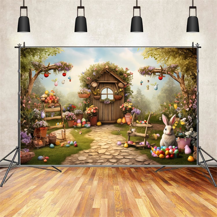 Happy Easter Backdrops Bunny Garden Path Eggs Backdrop BRP11-360