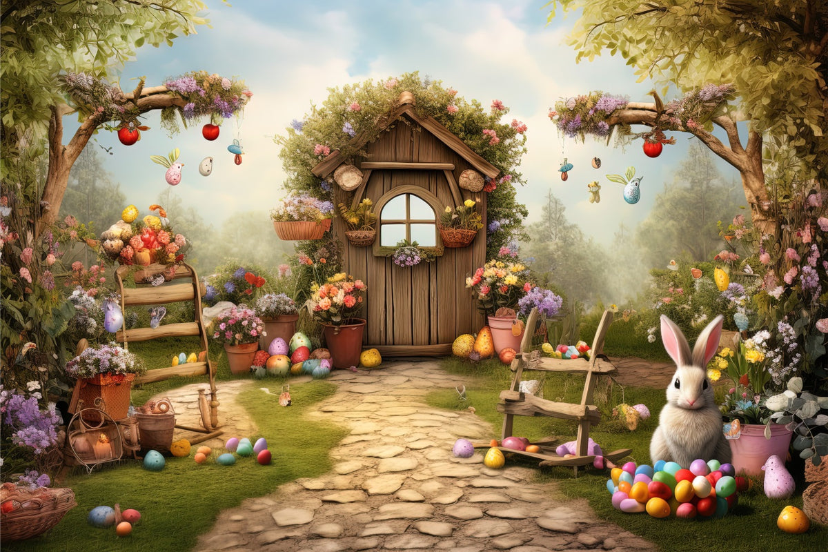 Happy Easter Backdrops Bunny Garden Path Eggs Backdrop BRP11-360