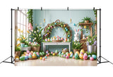 Easter Backdrop Ideas Bunny Table Vibrant Eggs Backdrop BRP11-361