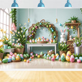 Easter Backdrop Ideas Bunny Table Vibrant Eggs Backdrop BRP11-361