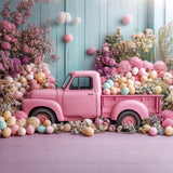 Easter Photography Backdrops Pink Truck Floral Egg Backdrop BRP11-364