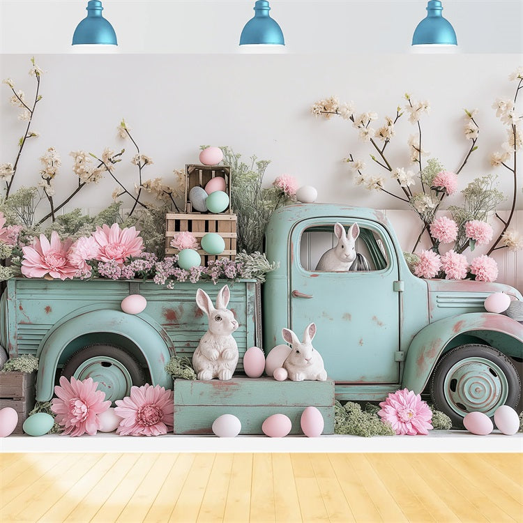 Easter Picture Backdrops Truck Eggs Bunny Backdrop BRP11-365