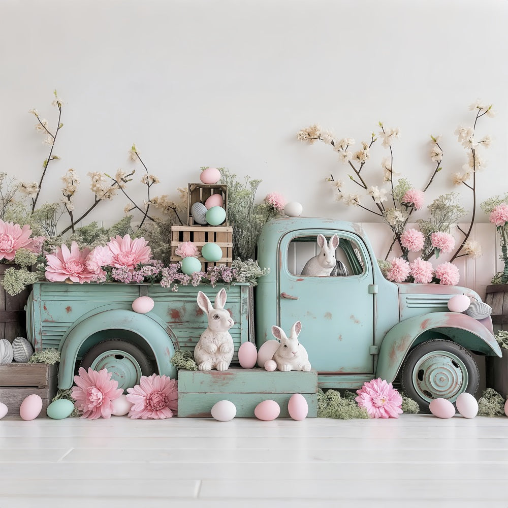 Easter Picture Backdrops Truck Eggs Bunny Backdrop BRP11-365