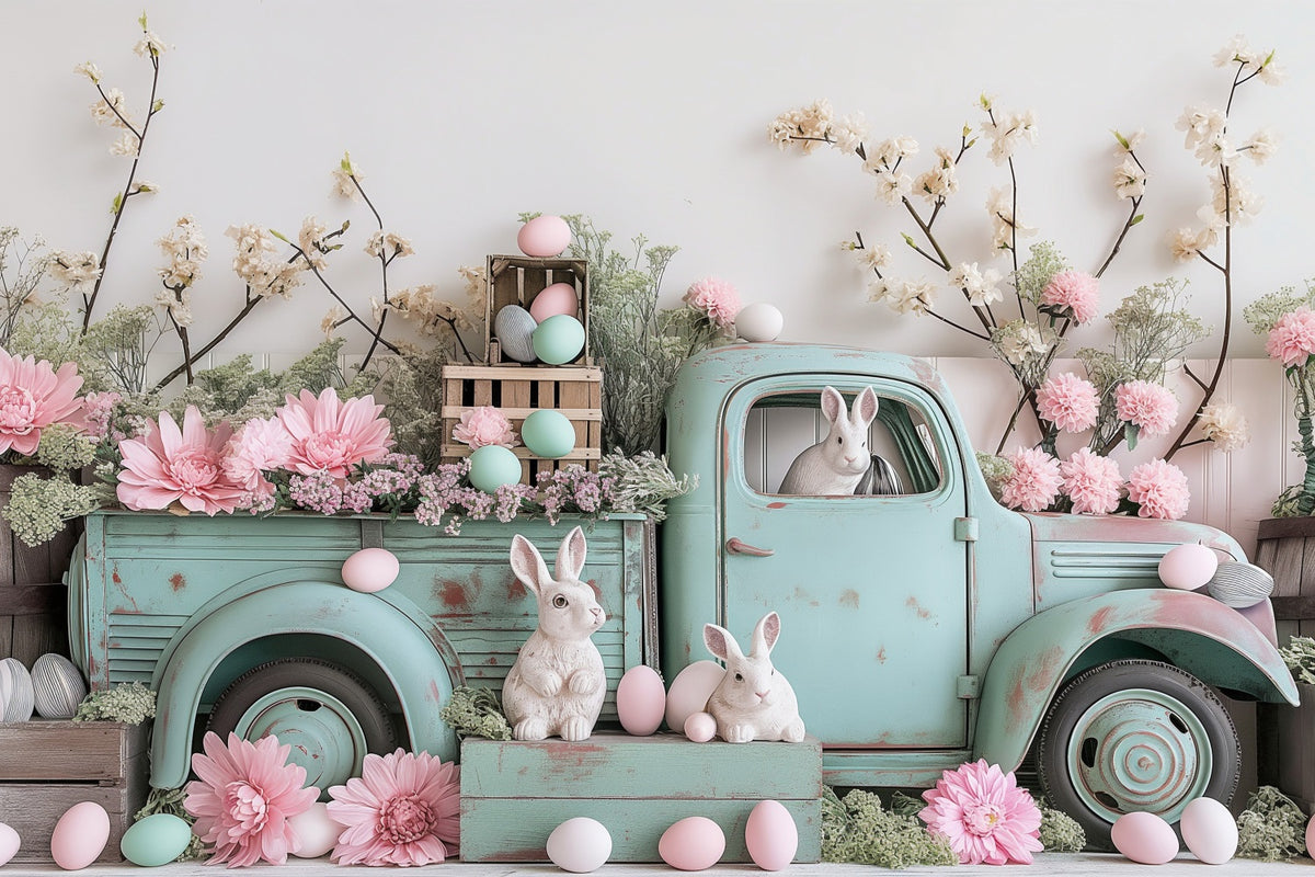 Easter Picture Backdrops Truck Eggs Bunny Backdrop BRP11-365