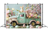 Easter Pictures Backdrop Bunny Truck Floral Eggs Backdrop BRP11-366