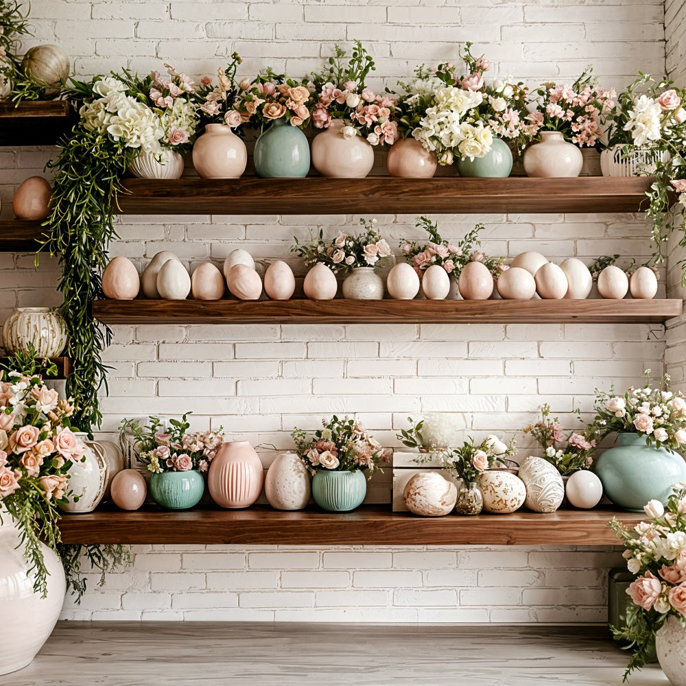 Easter Backdrop Ideas Spring Floral Shelf Eggs Backdrop BRP11-368