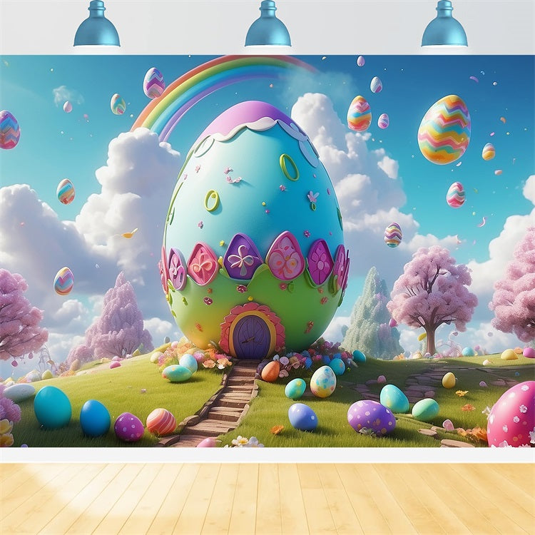 Easter Egg Backdrop Fantasy Meadow Rainbow Backdrop BRP11-373