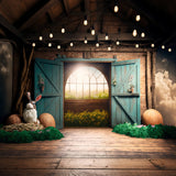 Easter Bunny Backdrop Rustic Barn Door Backdrop BRP11-374