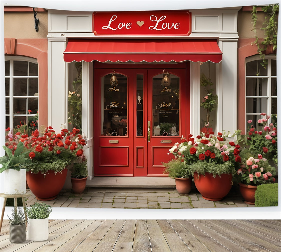 Valentine Backdrop Ideas Floral Love-Inspired Red Door Backdrop BRP11-377