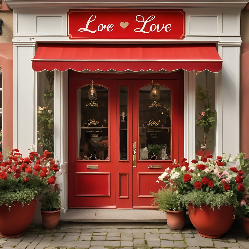 Valentine Backdrop Ideas Floral Love-Inspired Red Door Backdrop BRP11-377