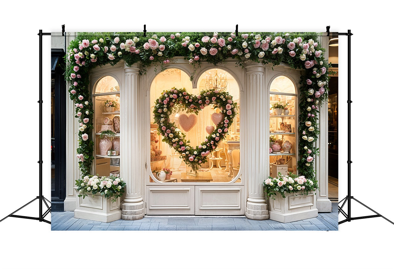 Valentine Theme Backdrop French Shop Floral Heart Backdrop BRP11-379