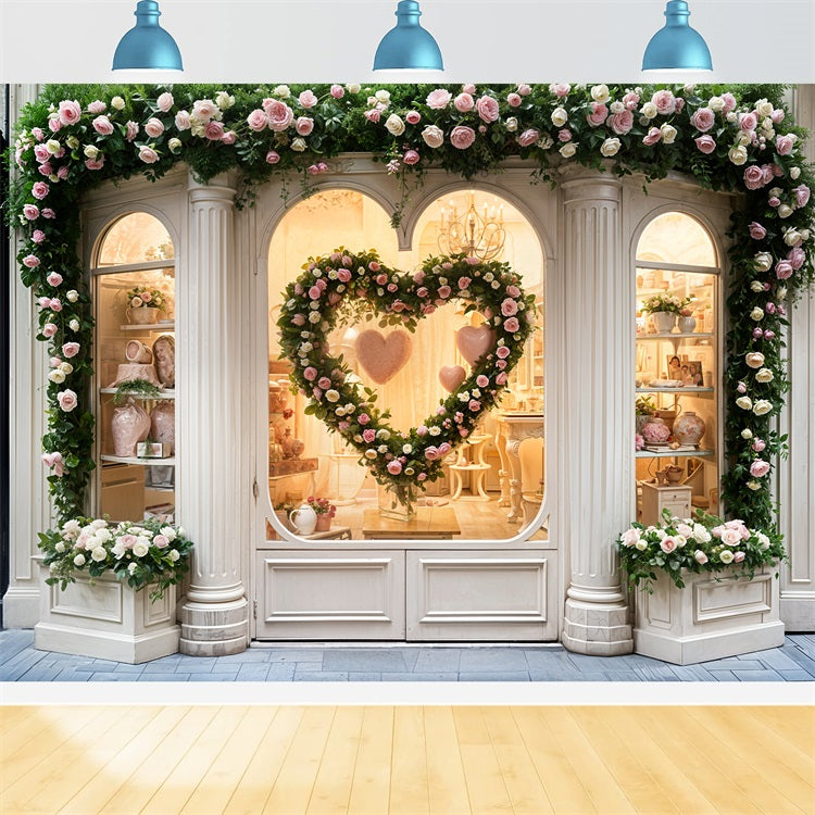 Valentine Theme Backdrop French Shop Floral Heart Backdrop BRP11-379